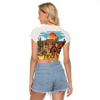 Texas Cultural Heritage Raglan Cropped T Shirt Cowboy and Desert Howdy Y'All Don'T Mess