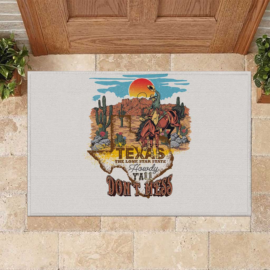 Texas Cultural Heritage Rubber Doormat Cowboy and Desert Howdy Y'All Don'T Mess