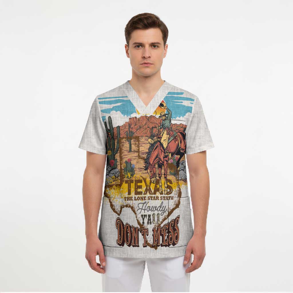 Texas Cultural Heritage Scrub Top Cowboy and Desert Howdy Y'All Don'T Mess