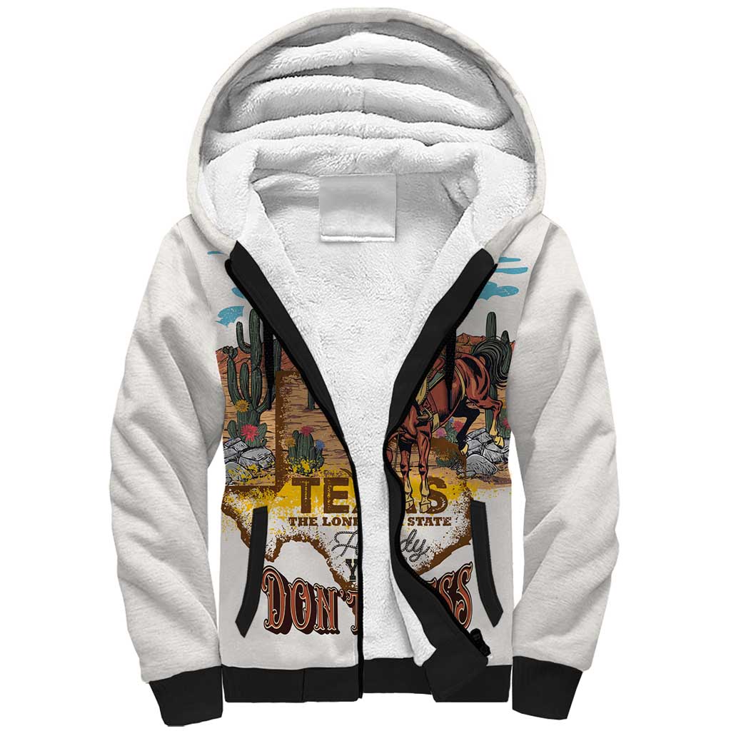 Texas Cultural Heritage Sherpa Hoodie Cowboy and Desert Howdy Y'All Don'T Mess