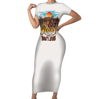 Texas Cultural Heritage Short Sleeve Bodycon Dress Cowboy and Desert Howdy Y'All Don'T Mess