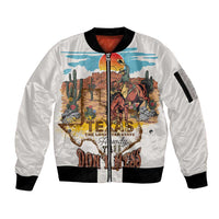 Texas Cultural Heritage Sleeve Zip Bomber Jacket Cowboy and Desert Howdy Y'All Don'T Mess