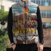 Texas Cultural Heritage Sleeveless Puffer Jacket Cowboy and Desert Howdy Y'All Don'T Mess