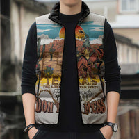 Texas Cultural Heritage Sleeveless Puffer Jacket Cowboy and Desert Howdy Y'All Don'T Mess