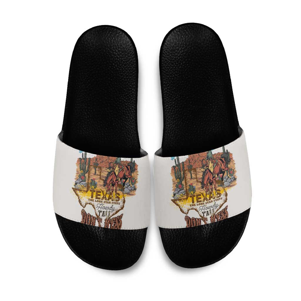 Texas Cultural Heritage Slide Sandals Cowboy and Desert Howdy Y'All Don'T Mess