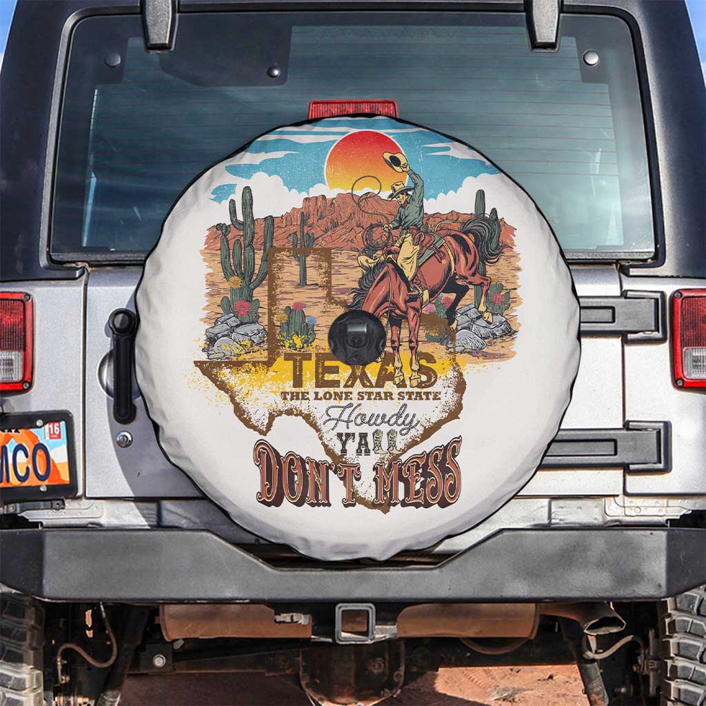 Texas Cultural Heritage Spare Tire Cover Cowboy and Desert Howdy Y'All Don'T Mess