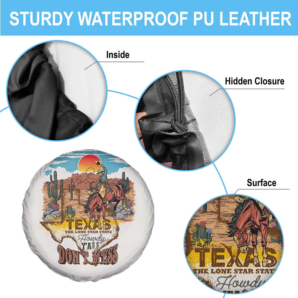 Texas Cultural Heritage Spare Tire Cover Cowboy and Desert Howdy Y'All Don'T Mess