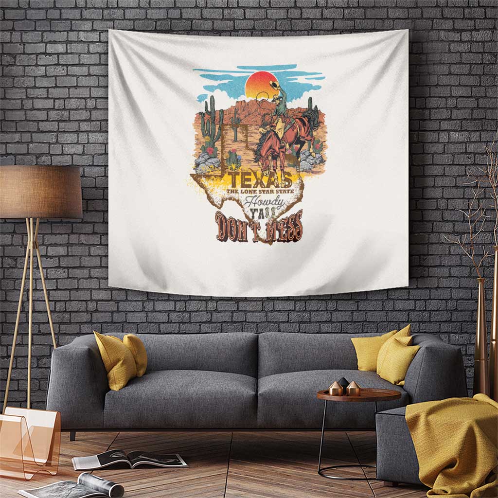 Texas Cultural Heritage Tapestry Cowboy and Desert Howdy Y'All Don'T Mess