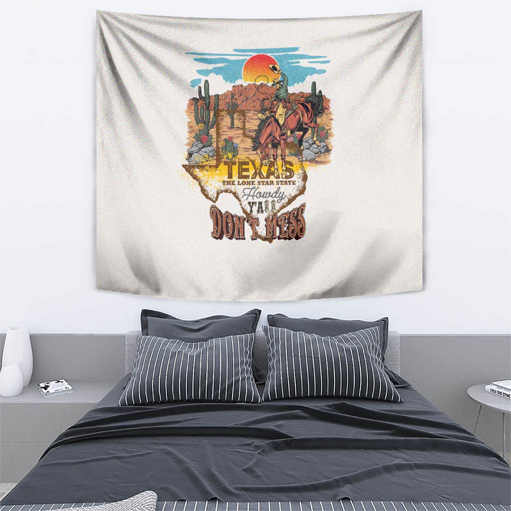 Texas Cultural Heritage Tapestry Cowboy and Desert Howdy Y'All Don'T Mess