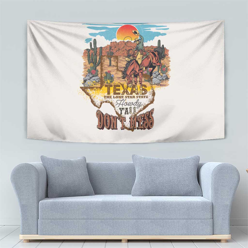 Texas Cultural Heritage Tapestry Cowboy and Desert Howdy Y'All Don'T Mess