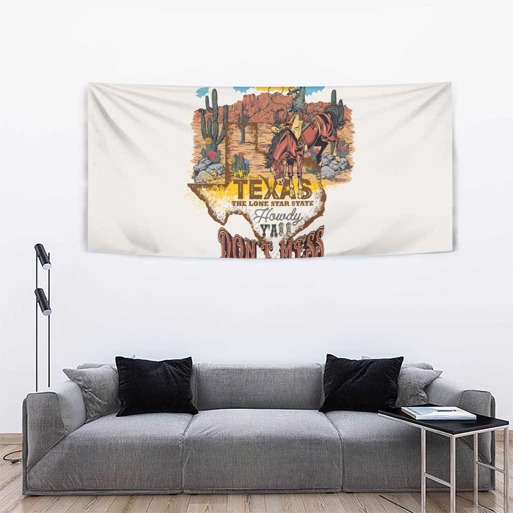 Texas Cultural Heritage Tapestry Cowboy and Desert Howdy Y'All Don'T Mess