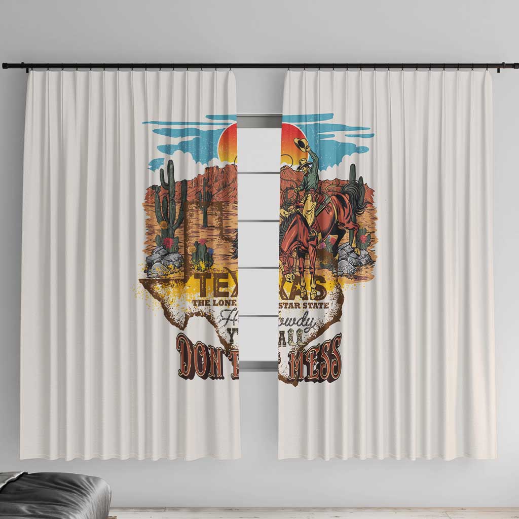 Texas Cultural Heritage Window Curtain Cowboy and Desert Howdy Y'All Don'T Mess