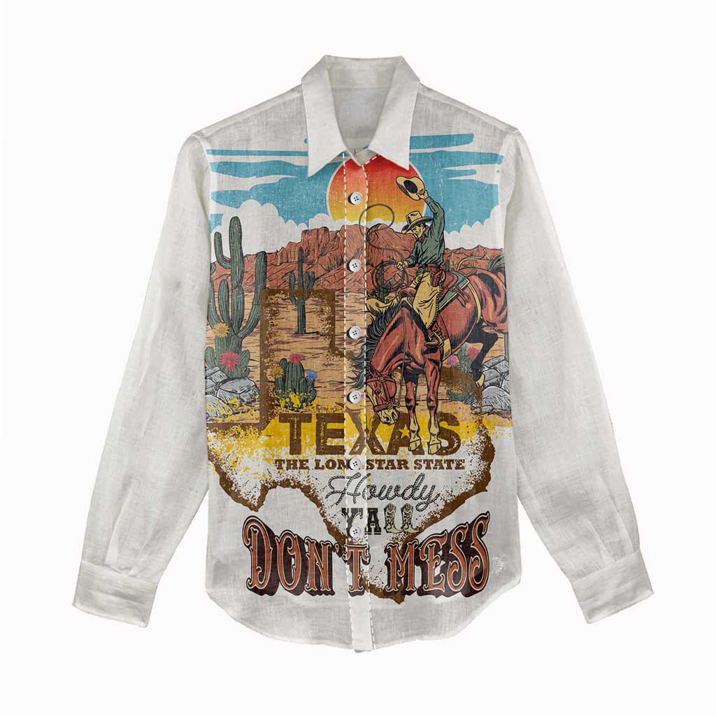 Texas Cultural Heritage Women Casual Shirt Cowboy and Desert Howdy Y'All Don'T Mess