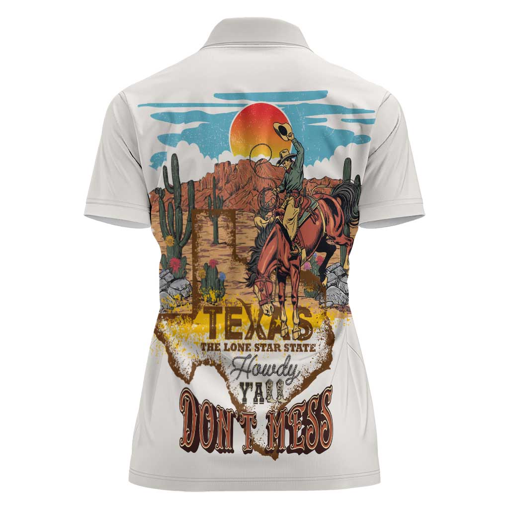 Texas Cultural Heritage Women Polo Shirt Cowboy and Desert Howdy Y'All Don'T Mess