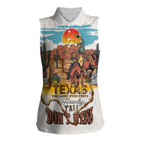 Texas Cultural Heritage Women Sleeveless Polo Shirt Cowboy and Desert Howdy Y'All Don'T Mess
