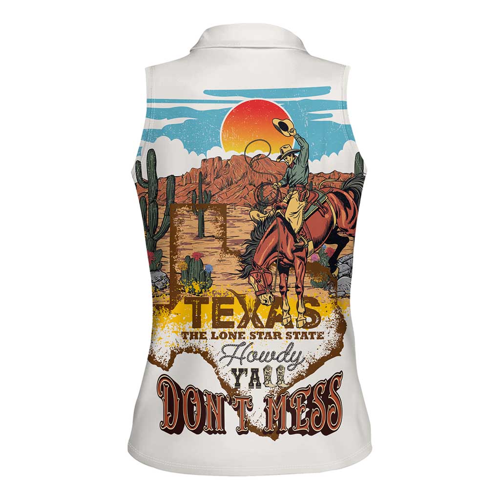 Texas Cultural Heritage Women Sleeveless Polo Shirt Cowboy and Desert Howdy Y'All Don'T Mess