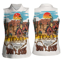 Texas Cultural Heritage Women Sleeveless Polo Shirt Cowboy and Desert Howdy Y'All Don'T Mess