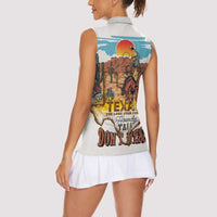 Texas Cultural Heritage Women Sleeveless Polo Shirt Cowboy and Desert Howdy Y'All Don'T Mess