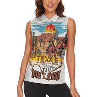 Texas Cultural Heritage Women Sleeveless Polo Shirt Cowboy and Desert Howdy Y'All Don'T Mess