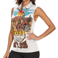 Texas Cultural Heritage Women Sleeveless Polo Shirt Cowboy and Desert Howdy Y'All Don'T Mess