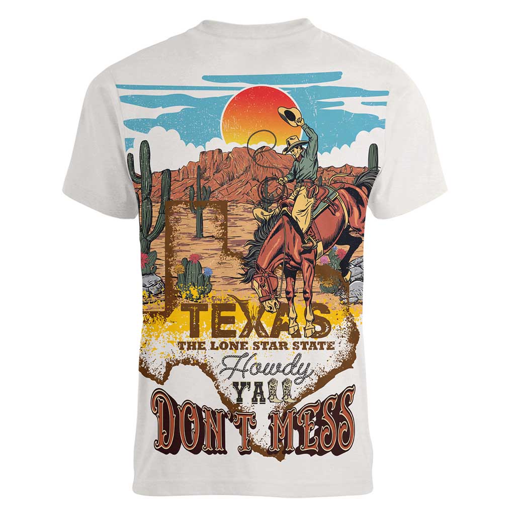 Texas Cultural Heritage Women V-Neck T-Shirt Cowboy and Desert Howdy Y'All Don'T Mess