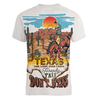 Texas Cultural Heritage Women V-Neck T-Shirt Cowboy and Desert Howdy Y'All Don'T Mess
