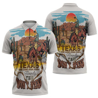 Texas Cultural Heritage Zipper Polo Shirt Cowboy and Desert Howdy Y'All Don'T Mess