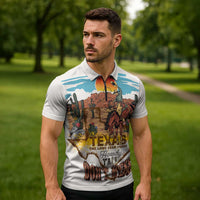 Texas Cultural Heritage Zipper Polo Shirt Cowboy and Desert Howdy Y'All Don'T Mess