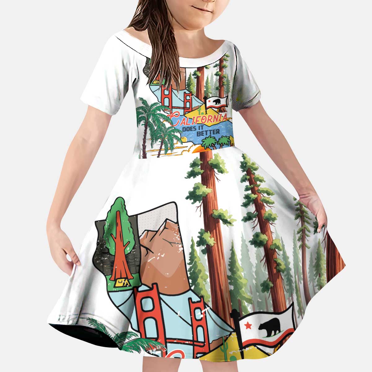 California Does it Better Kid Short Sleeve Dress Forest to Coast