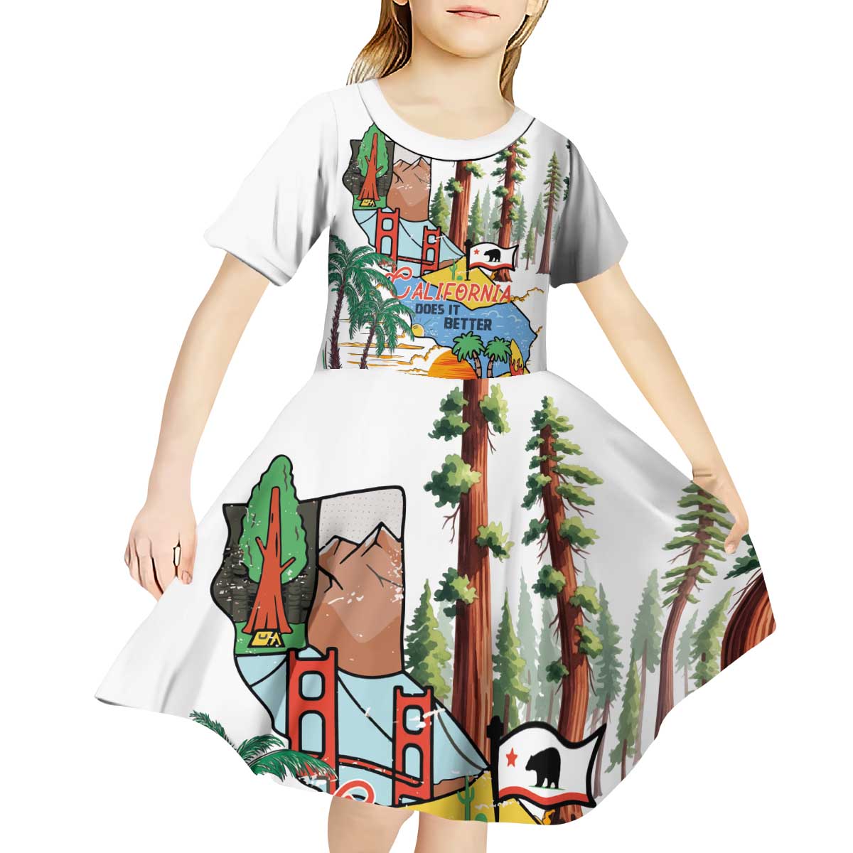 California Does it Better Kid Short Sleeve Dress Forest to Coast