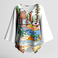 California Does it Better Kimono Sleeve Blouse Forest to Coast