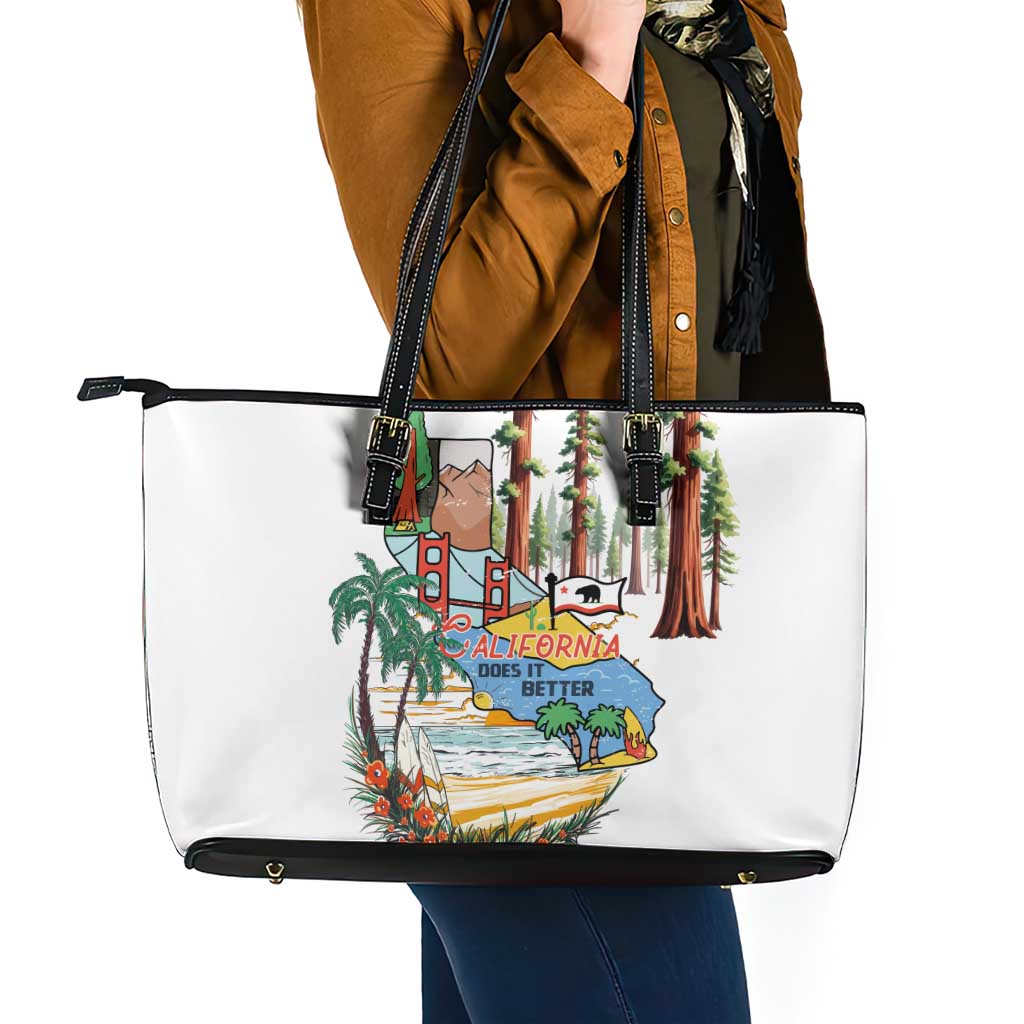 California Does it Better Leather Tote Bag Forest to Coast