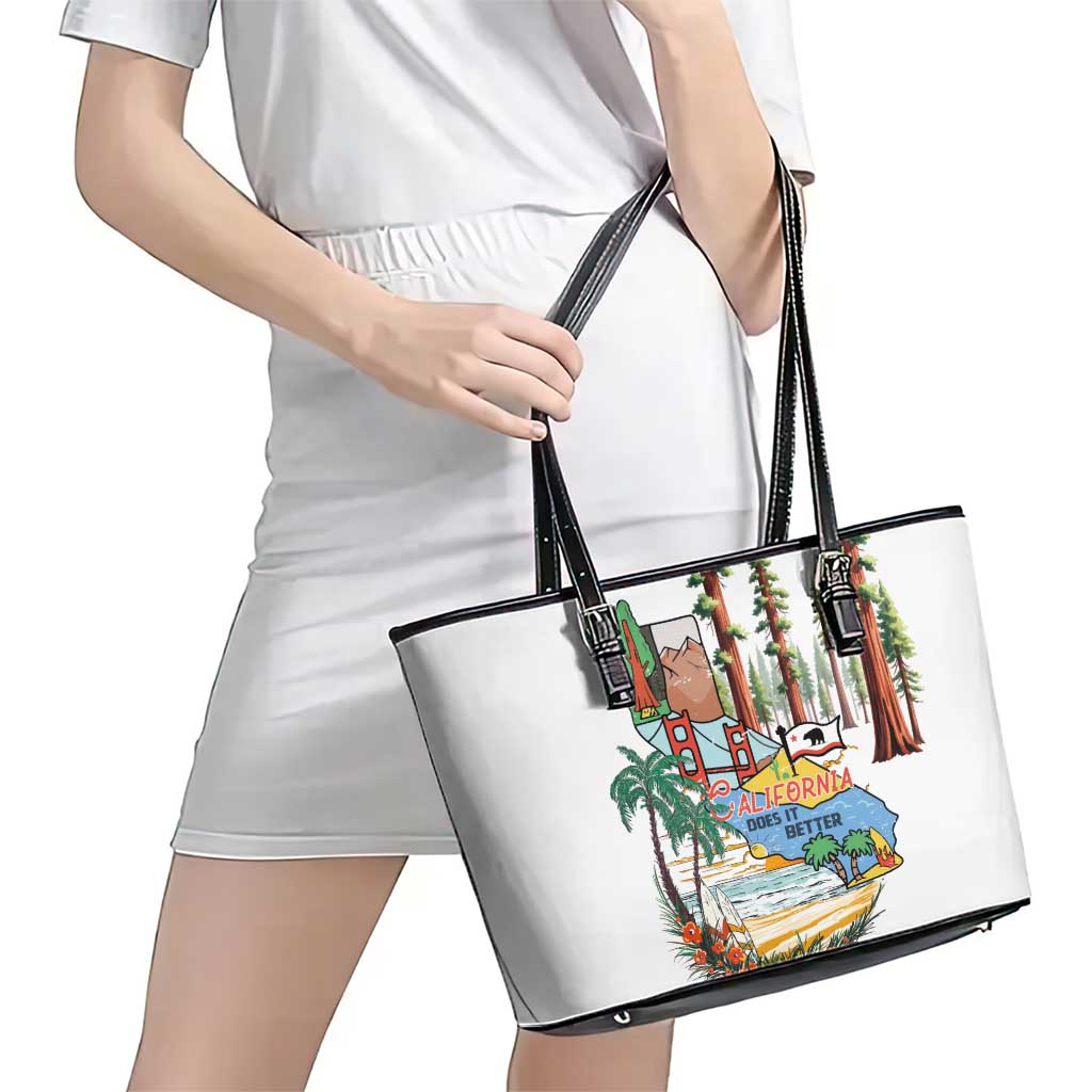 California Does it Better Leather Tote Bag Forest to Coast