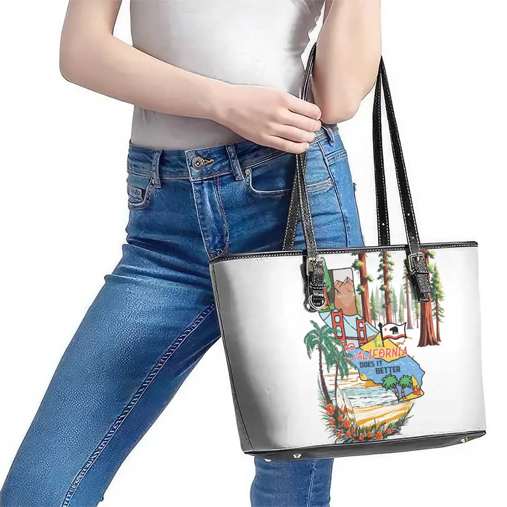 California Does it Better Leather Tote Bag Forest to Coast