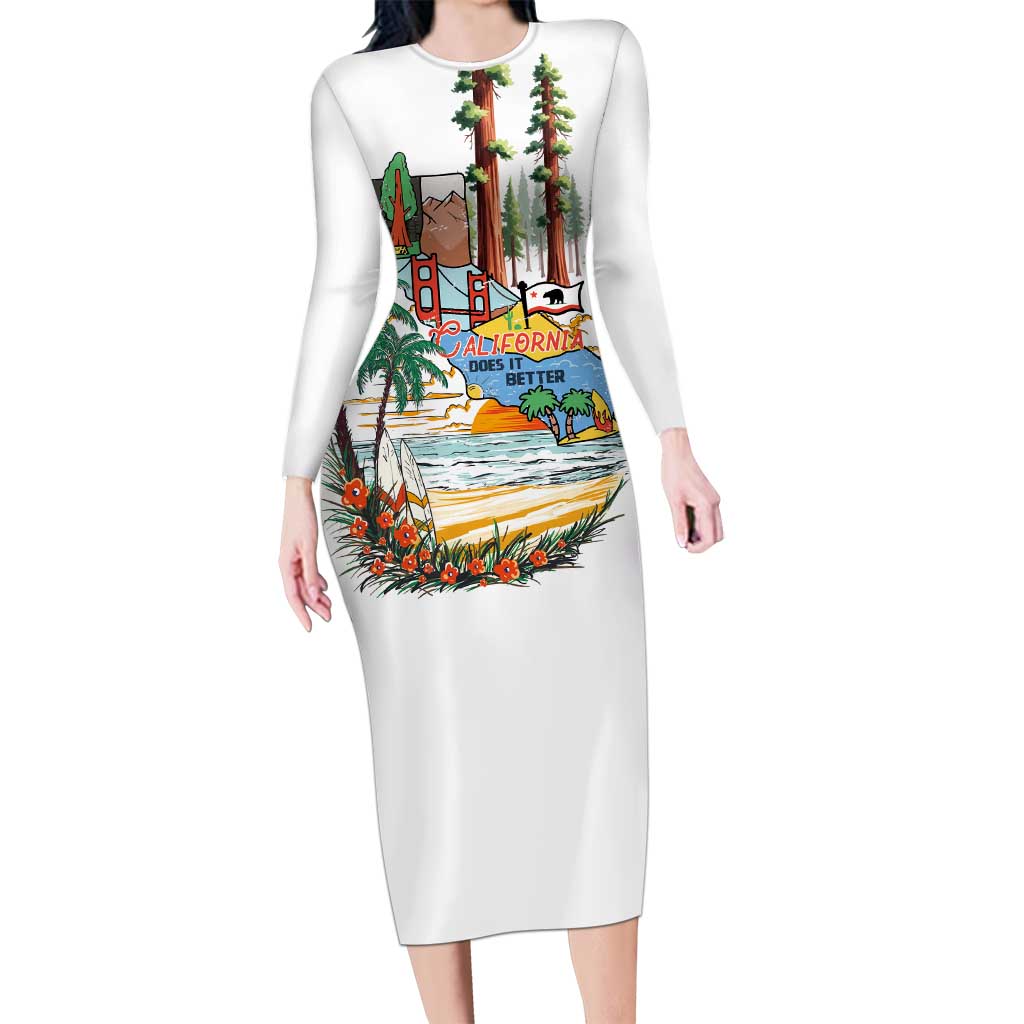 California Does it Better Long Sleeve Bodycon Dress Forest to Coast