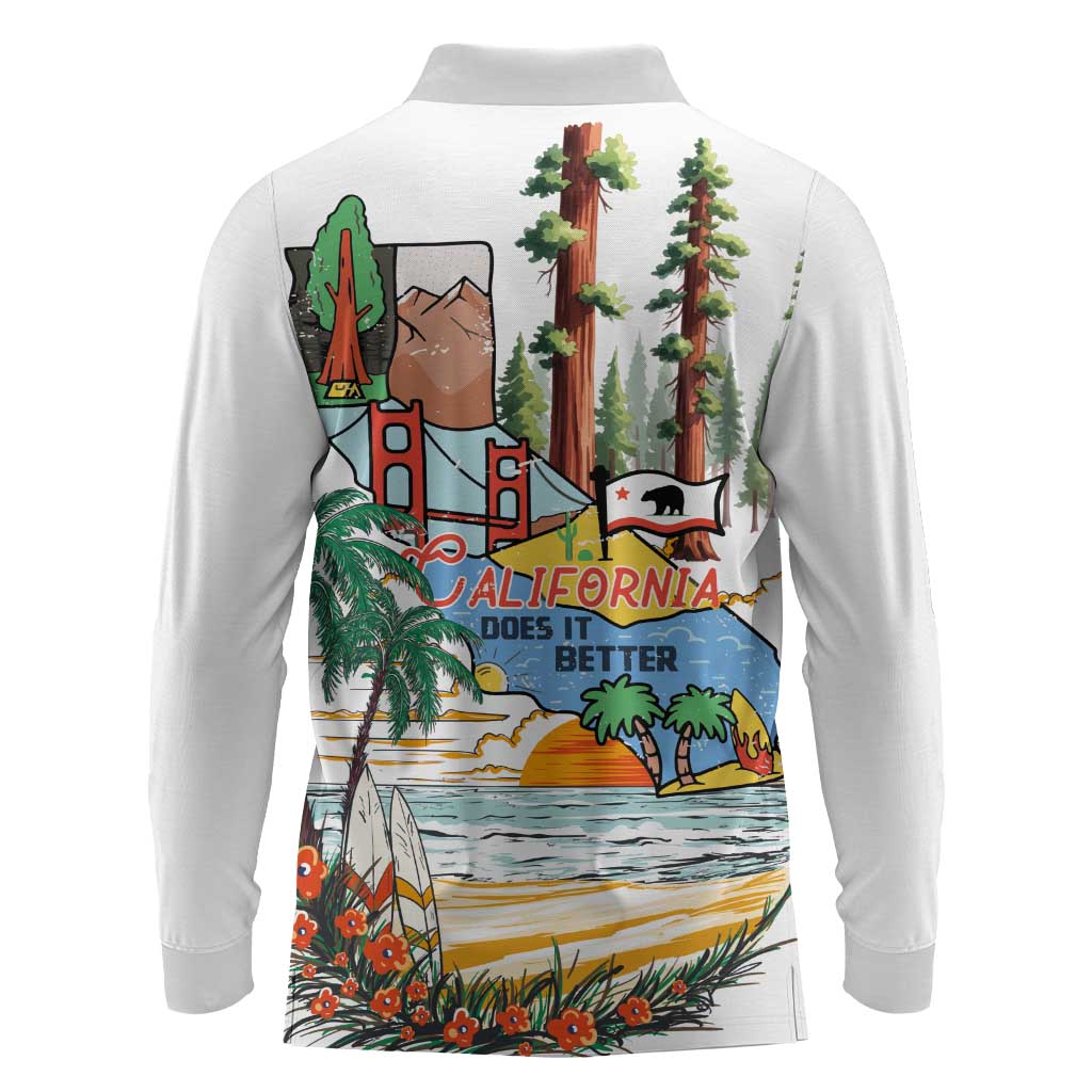 California Does it Better Long Sleeve Polo Shirt Forest to Coast