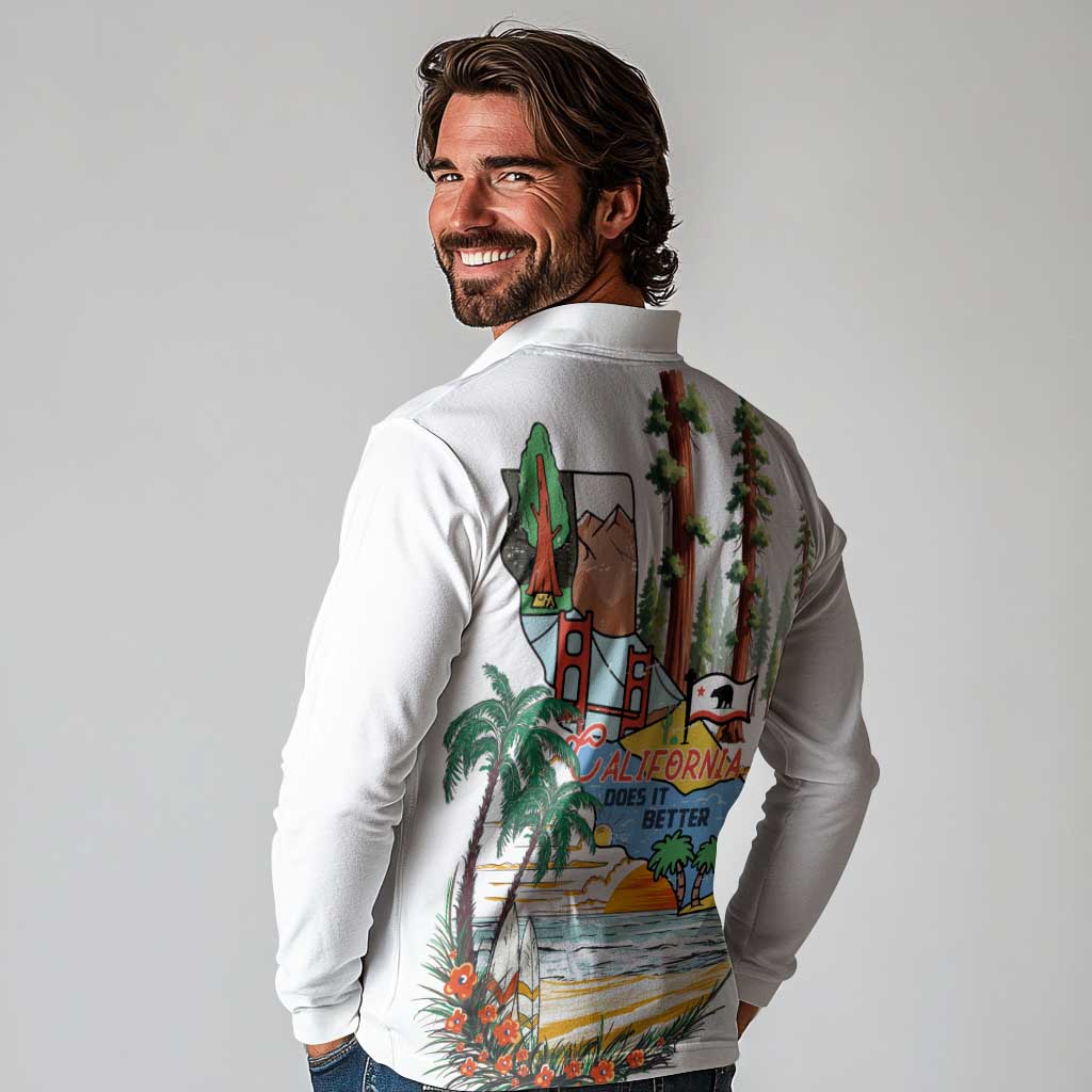 California Does it Better Long Sleeve Polo Shirt Forest to Coast