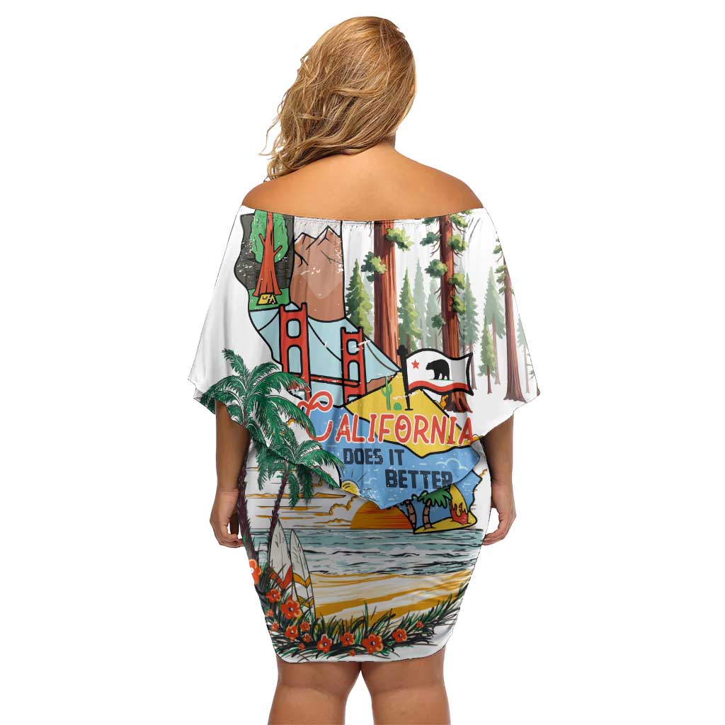 California Does it Better Off Shoulder Short Dress Forest to Coast