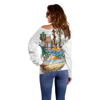 California Does it Better Off Shoulder Sweater Forest to Coast