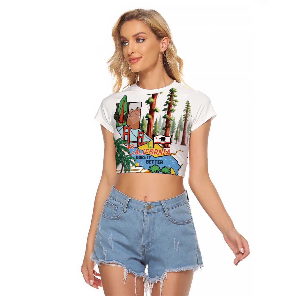 California Does it Better Raglan Cropped T Shirt Forest to Coast