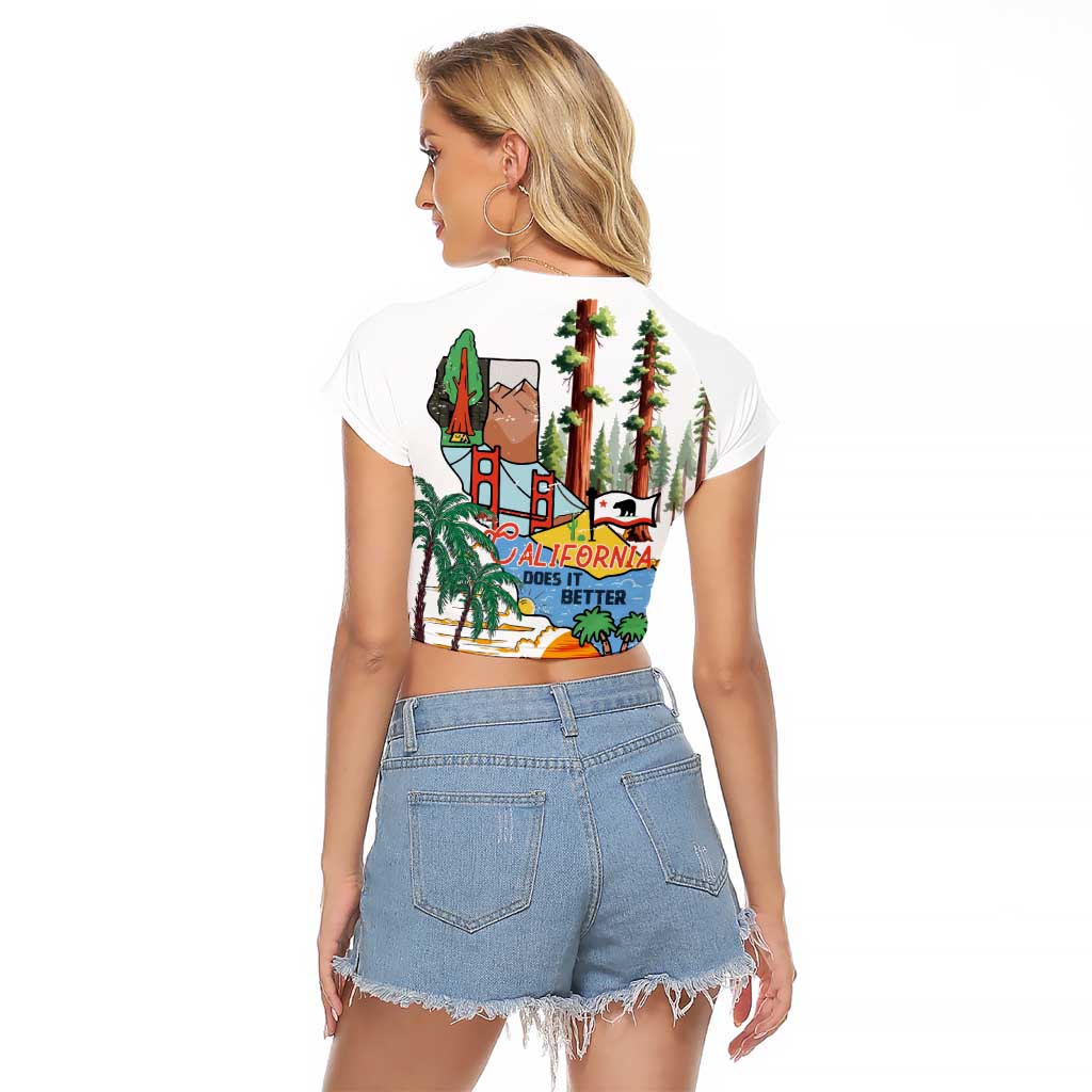 California Does it Better Raglan Cropped T Shirt Forest to Coast