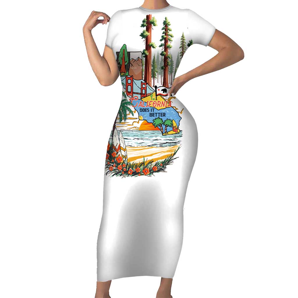 California Does it Better Short Sleeve Bodycon Dress Forest to Coast