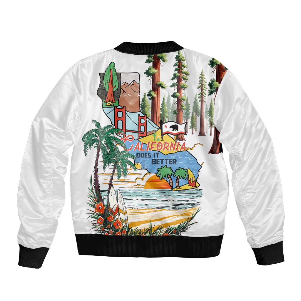 California Does it Better Sleeve Zip Bomber Jacket Forest to Coast