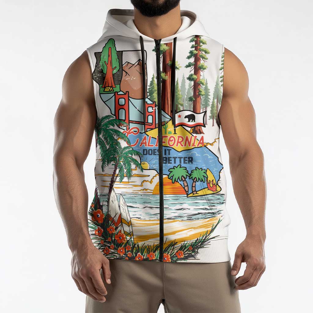 California Does it Better Sleeveless Zip Hoodie Forest to Coast