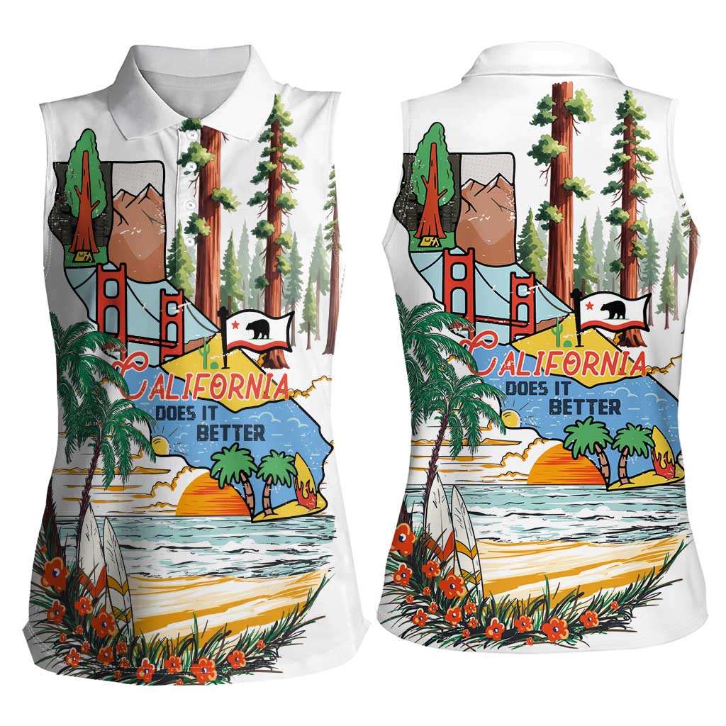 California Does it Better Women Sleeveless Polo Shirt Forest to Coast