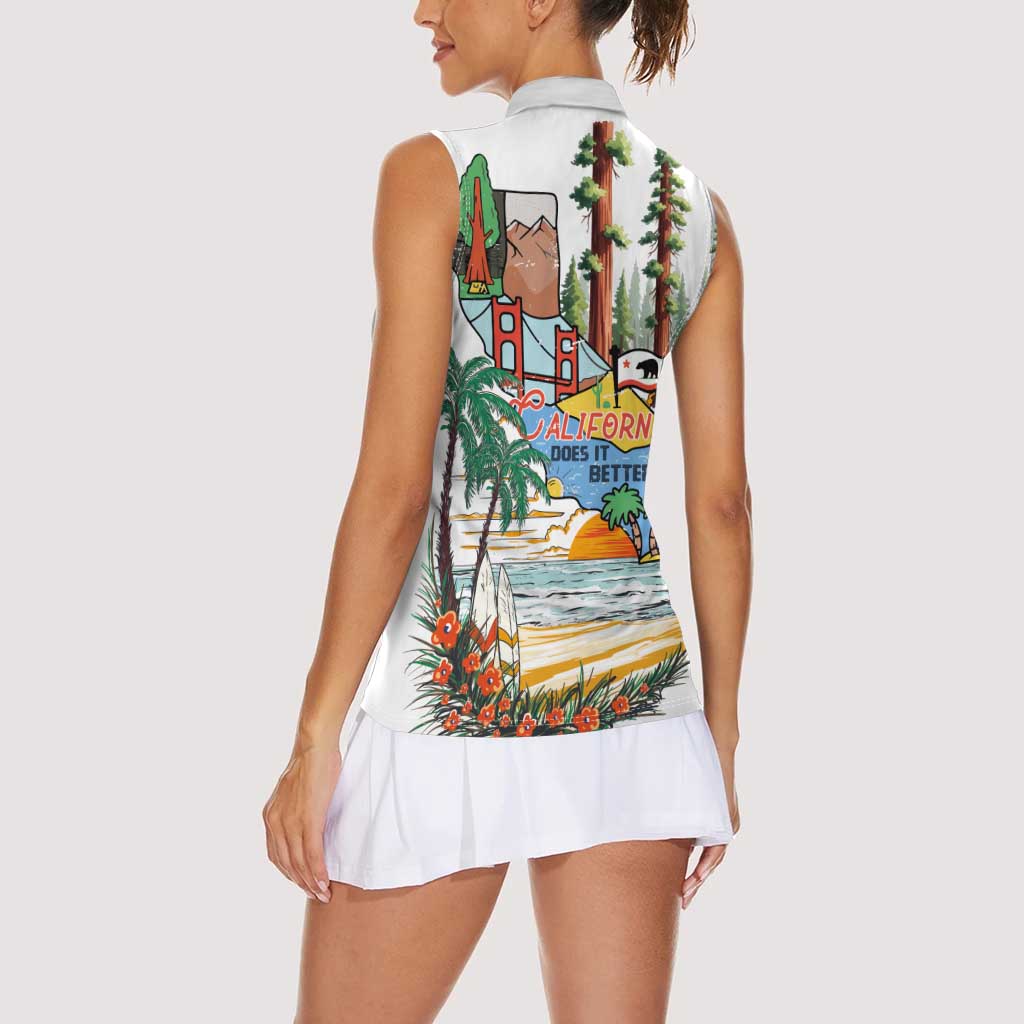 California Does it Better Women Sleeveless Polo Shirt Forest to Coast