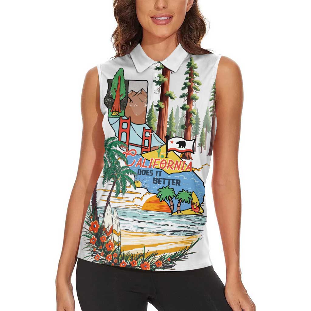 California Does it Better Women Sleeveless Polo Shirt Forest to Coast