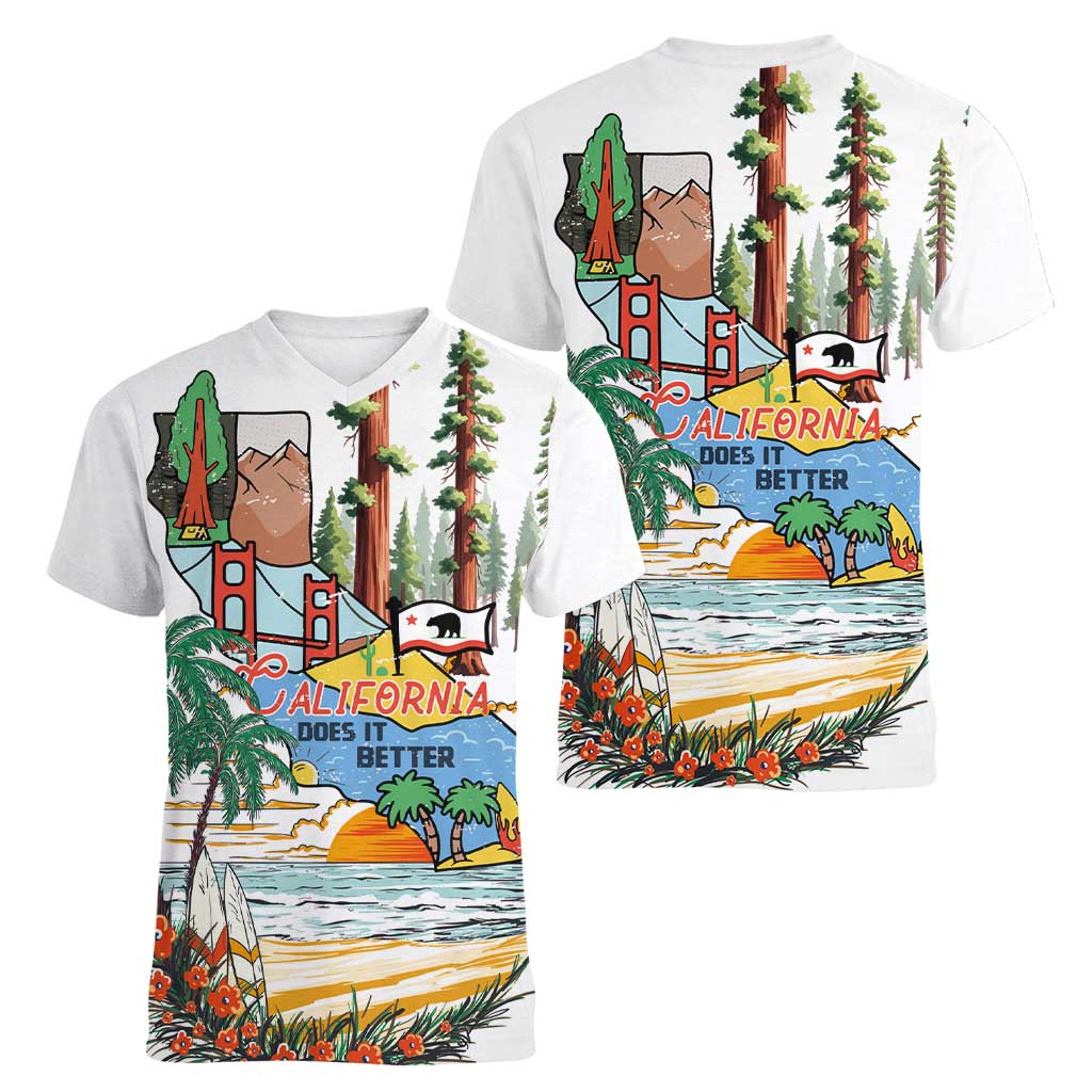 California Does it Better Women V-Neck T-Shirt Forest to Coast