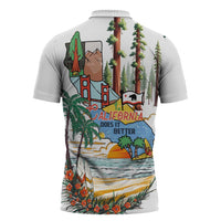 California Does it Better Zipper Polo Shirt Forest to Coast