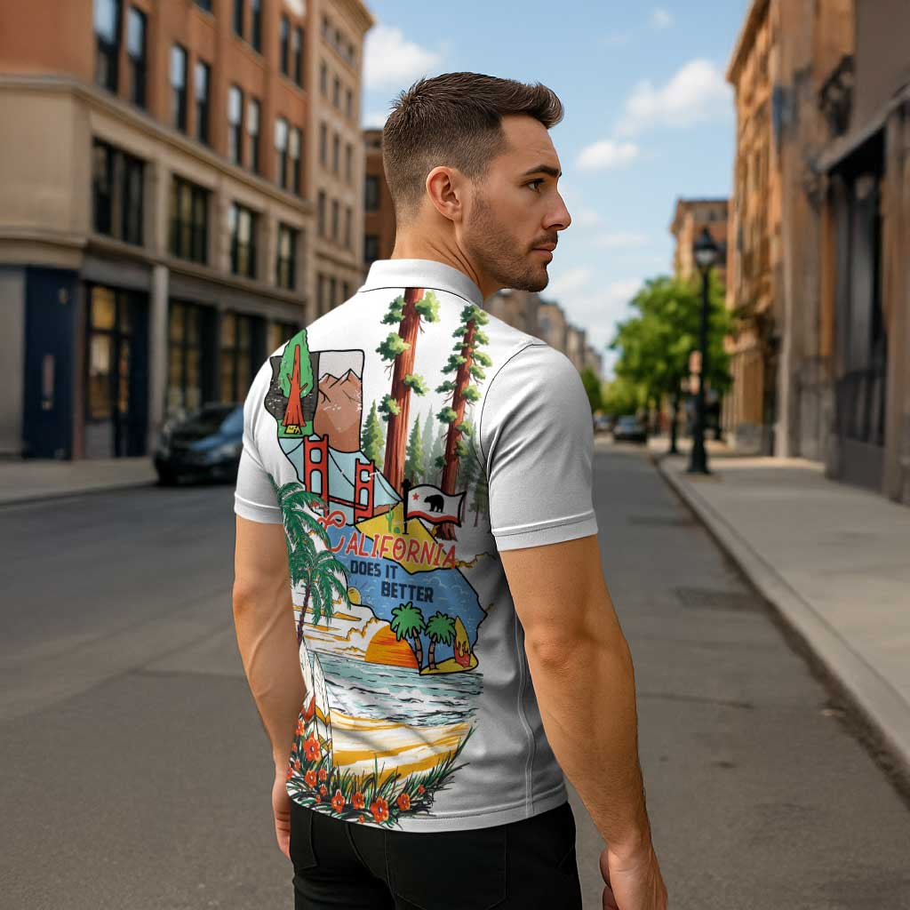 California Does it Better Zipper Polo Shirt Forest to Coast